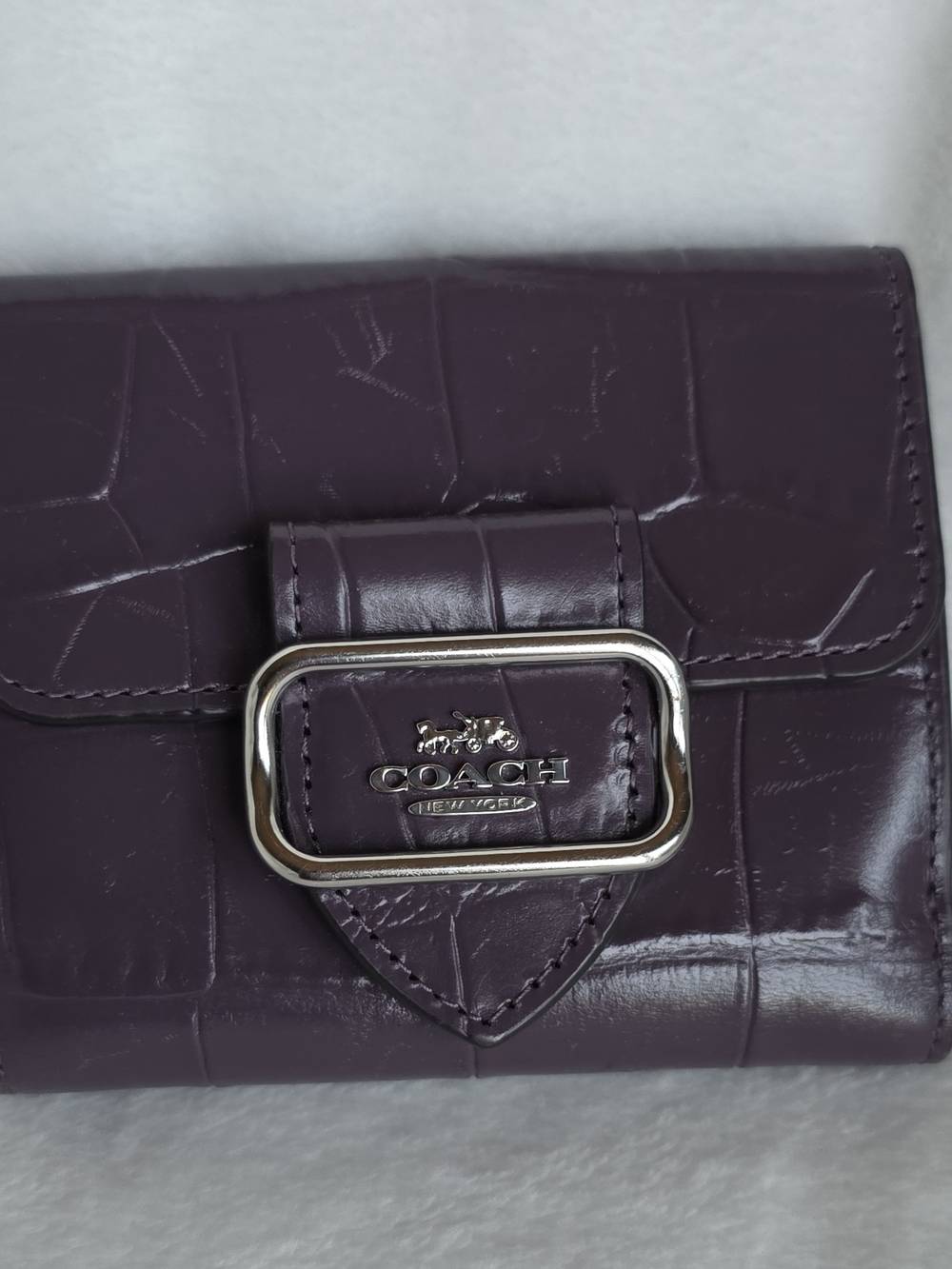 Coach Women’s Purple Croc-Embossed Leather Wallet